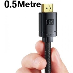 Resim Baseus 8k 60HZ 0.5mt Dinamik Hdr Görüntü Aktarım HDMI Kablo, 48GBPS Kopmaz Örgü Tasarımlı HDMI Kablo 