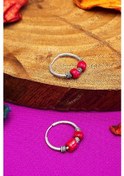 Resim Aykat_Kuyumculuk Kırmızı Taşlı Gümüş Halka Küpe Genç Kız Küpesi Kupe-510 