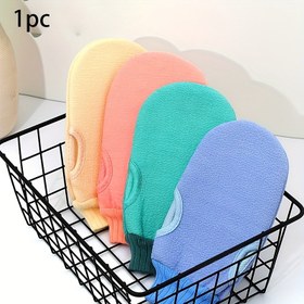 Resim 1 adet Canlı Çift Taraflı Peeling Eldiveni - Güçlü Çamur & Ölü Deri Temizleme, Derin Temizlik & Pürüzsüz Cilt için Kaba & İnce Dokular, Duşta veya Banyoda Sırt Ovma için İdeal, Peeling için Banyo Eldivenleri 
