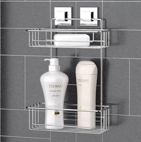 Resim Geseus Yapışkanlı İki Katlı Krom Banyo Rafı EF256 