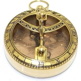 Resim Pirinç Güneş Saati Pusula Modeli Dekoratif Hediyelik 