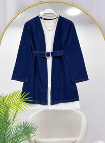 Resim VOLT CLOTHİNG Kemer Tokalı Kuşaklı Kot Kimono 