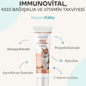 Resim Kahu Naturals Immunovital Paste, Kediler için Bağışıklık Takviyesi, Ekinezya, Propolis, Karamürver, 100 ml 