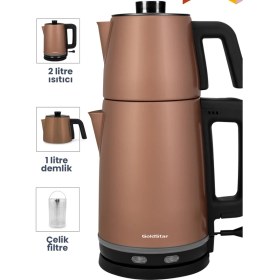 Resim Gold 2200 Watt Paslanmaz Çelik Çay Makinesi ve Su Isıtıcısı ST-7305G 