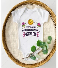 Resim Hediyenza T Vitamini Eksikliğim Var Özel Tasarım Bebek Zıbın Pamuklu Çıtçıtlı Body Beyaz 