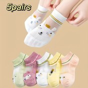Resim 5 Çift Çocuk Karikatür Diz Boyu Çorap, Nefes Alabilen Mesh Polyester 90% Spandex 10%, Sadece Elde Yıkanabilir, Bahar/Yaz Modası Fiber Örgü Kumaş Çorap Çocuklar İçin 