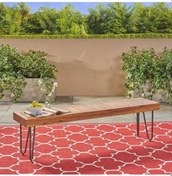 Resim Abronyahediye Minimalist Bahçe Bankı Ahşaplı Metal Bench Ahşap 