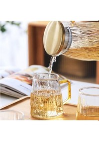 Resim Qerhome Borosilikat Cam Sürahi Takım Elio 6 Bardaklı Gold 1800 Ml 