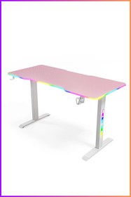 Resim Karr Gaming Ion 25mm Rgb Aydınlatmalı Oyuncu Masası | Pembe Karbon Fiber Kaplama 