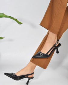 Resim KOTAN Siyah Deri Moss Toka Detay Kadın Stiletto 