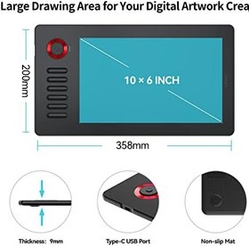 Resim Veikk A15 Pro 10x6 İnç Profesyonel Grafik Tablet, 8192 Seviye Pilsiz Kalem, 12 Kısayol Tuşu ve Döner Kontrol Düğmesi, Windows/Mac/Android Uyumlu 