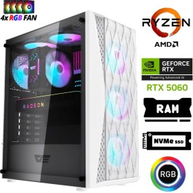 Resim Xaser XSR1206 Ryzen 7 5700X 32GB Ram 1tb M.2 Nvme SSD 8gb RTX5060 Masaüstü Oyuncu Bilgisayarı 