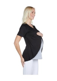 Resim Luvmabelly Maternity 3502 Siyah Pamuklu Lohusa Emzirme Bluz 