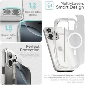 Resim Minesk iPhone 16 Pro Max için Mat Şeffaf MagSafe ile Uyumlu Kılıf Parmak izi Bırakmayan Mat Arka Kısım ve Ultra Şeffaf Kenarlar Silikon Kılıf Kapak (Manyetik, 16 Pro Max) 