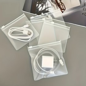 Resim Tekrar kullanılabilir şeffaf EVA fermuarlı çantalar - Kablolar, şarj cihazları ve küçük aksesuarlar için açık PVC depolama çantaları, fermuarlı depolama torbaları 