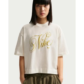 Resim Nike Boxy Script Kadın Beyaz Tişört (IH7607-133) 