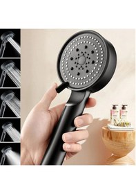 Resim Hobibahçem 5 Fonksiyonlu Yüksek Basınçlı Ayarlanabilir Siyah Duş Başlığı Siyah 