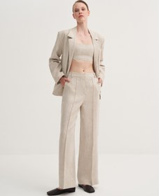 Resim Oversize Keten Fit Blazer - Bej - Bej / M 