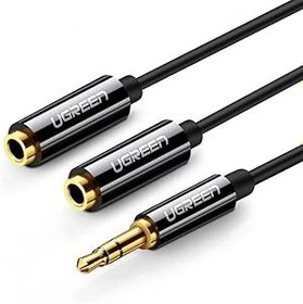 Resim Ugreen 3.5mm 2'li Aux Kulaklık Çoklayıcı, Siyah 