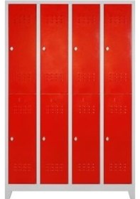 Resim Jessan Ofis 8'Li Soyunma Dolabı Kırmızı Kapaklı Gri 