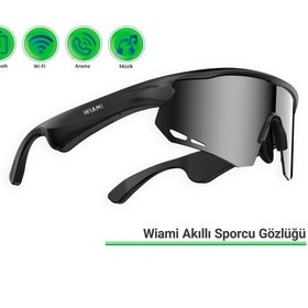Resim Wiami Akıllı Sporcu Güneş Gözlüğü Bluetooth, Hoparlörlü Ve Dayanıklı Tasarım Siyah 