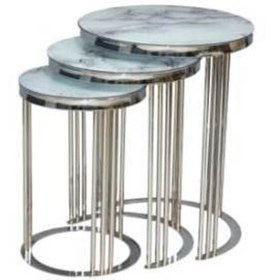 Resim BENGİ TİCARET Brc 17540 Zigon C Model Mertal Krom Renk Kırılmaz Temper Beyaz Mermer Cam El Yapı 