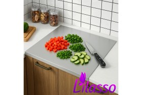 Resim Feyza Design Paslanmaz Çelik Tek Bükümlü Metal Tezgah Koruyucu Kesme Tahtası 30X40 cm 