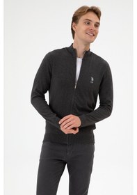 Resim U.S. Polo Assn. Erkek Slim Fit Antrasit Melanj Triko Hırka 50313684-VR081 