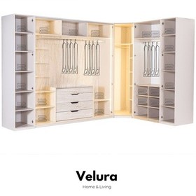 Resim Tress 9 Cam Kapaklı Köşe Gardırop Dolap Krem 