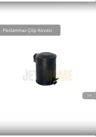 Resim Jet's Home Pedallı Banyo Çöp Kovası Paslanmaz 5 Lt Mutfak Çöp Kutusu Siyah Siyah 
