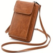 Resim Şık Kadınlar için Yumuşak Crossbody Telefon Çantası - Ayarlanabilir Askılı Kompakt Tek Omuz Tasarımı, Fermuarlı Bozuk Para Cebi & Kart Yuvaları, Derin Kahverengi, Bej, Pembe, Kırmızı, Mavi, Sarı, Siyah Renklerde Mevcut, Günlük Aksesuar | Minimalist Crossbody | Kahverengi Görünüm, Telefon Çantası 