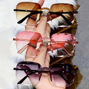 Resim 3 Çift Büyük Boy Çerçevesiz Renkli Şekilli Moda Gözlük, Canlı Lens Stilleri ile Plastik Malzeme 