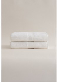 Resim Ivory Beyaz Fitilli Mikro Fiber %100 Pamuk 2li El Yüz Havlusu Set Beyaz 