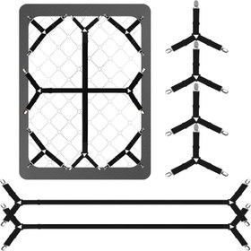Resim Çarşaf Kayışları, Tam Boy Yatak için 6 Adet Güvenli ve Uyumlu Çarşaf Kayışı, Köşeler İçin Mükemmel Uygunluk Sağlayan Ayarlanabilir Çarşaf Klipsleri, Uyku Deneyiminizi Geliştirin (Siyah) 