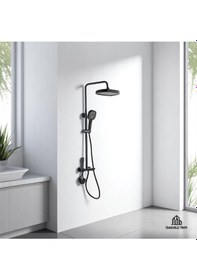 Resim İsaoğlu Yapı Siyah Duş Sistemi Piano Modern Sistem Batarya Dahil Duş Seti Siyah 