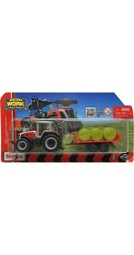 Resim Maisto Mini Work Machines Massey Ferguson Traktör ve Römork Set 04 Oyuncak Araç Kamyon ve İş Makinesi 