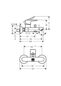 Resim Hansgrohe Talis E Banyo Bataryası Aplike Satin Siyah 71740670 Siyah 