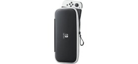 Resim Nintendo Switch OLED Orijinal Lisanslı Çanta ve Ekran Koruyucu Siyah Materyal ile Koruma 