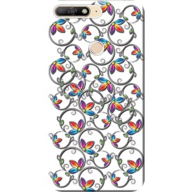 Resim Ceppare Huawei Y7 2018 Kılıf (LDN-L03) Desen Baskılı Silikon Kapak Vektör Tasarım STK:530 