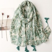 Resim Kadınlar için Tropikal Muz Yaprak Baskılı Eşarp - Yumuşak, Nefes Alabilen Polyester Şal, Fringe Detaylı, Hafif 50g/m², Bahar ve Yaz için Mükemmel, Plaj Sarımı, Rahat Başörtüsü, Seyahat Aksesuarı | Tropikal Baskı | Parlak Dokulu, Plaj Şalı 
