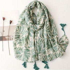 Resim Kadınlar için Tropikal Muz Yaprak Baskılı Eşarp - Yumuşak, Nefes Alabilen Polyester Şal, Fringe Detaylı, Hafif 50g/m², Bahar ve Yaz için Mükemmel, Plaj Sarımı, Rahat Başörtüsü, Seyahat Aksesuarı | Tropikal Baskı | Parlak Dokulu, Plaj Şalı 