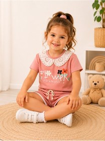 Resim Tucankids Kız Çocuk Pembe Yakalı Baskılı İkili Takım 