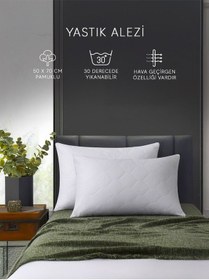 Resim Kapitoneli Pamuklu Yastık Koruyucu Alez 4'lü Paket 