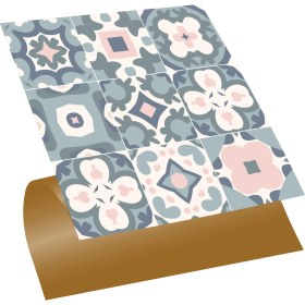 Resim Tink Kendinden Yapışkanlı Yeşil-Pembe Pvc Karo 30x30 cm 11 Adet 1m2 