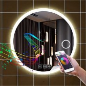 Resim Global LED Mirror 90 cm Bluetoothlu Makyaj Aynalı Buğu Yapmayan Ledli Yuvarlak Banyo Aynası 