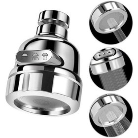 Resim Krom 3 Fonksiyonlu Mutfak Lavabo Başlığı 360 Derece Döner Musluk Ucu Metalik 