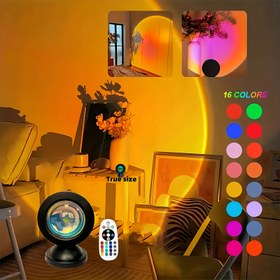 Resim 1 Adet Mini Masa Lambası, USB Güneş Batımı Tasarımlı Modern Projeksiyon Işıklı, Ofis Fotoğraf Çekimi Arka Planı, Oyun Odası, Oturma Odası ve Yatak Odası İçin Gece Lambası - İdeal Noel Hediyesi 