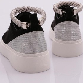Resim Dgn Es851 Kadin Kalin Taban Halhal Detayli Silver Taşli Sneakers Ayakkabi ES851-2007-R1680 Siyah 