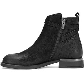 Resim Mammamia D25kb-8380 Kadın Hakiki Nubuk Deri Topuklu Bot Siyah Siyah 