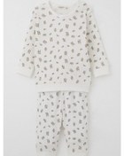 Resim Breeze Kız Bebek Pijama Takımı Omuzdan Patlı Çiçek Desenli 4 Ay-1 Yaş, Ekru Ekru 